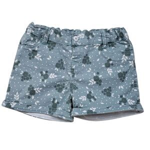 Puppet Floral Shorts Girls 8 Green Polka Dot Denim Elastic Waist Cuffed